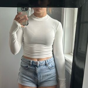 White mock neck long sleeve